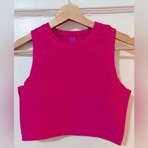 NWT SKIMS knit Barbie-pink crop top